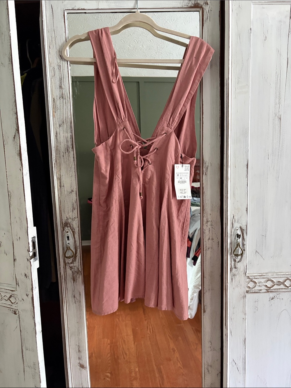 ZARA Dusty Rose Tie-Front Sleeveless Dress - Picture 2 of 2